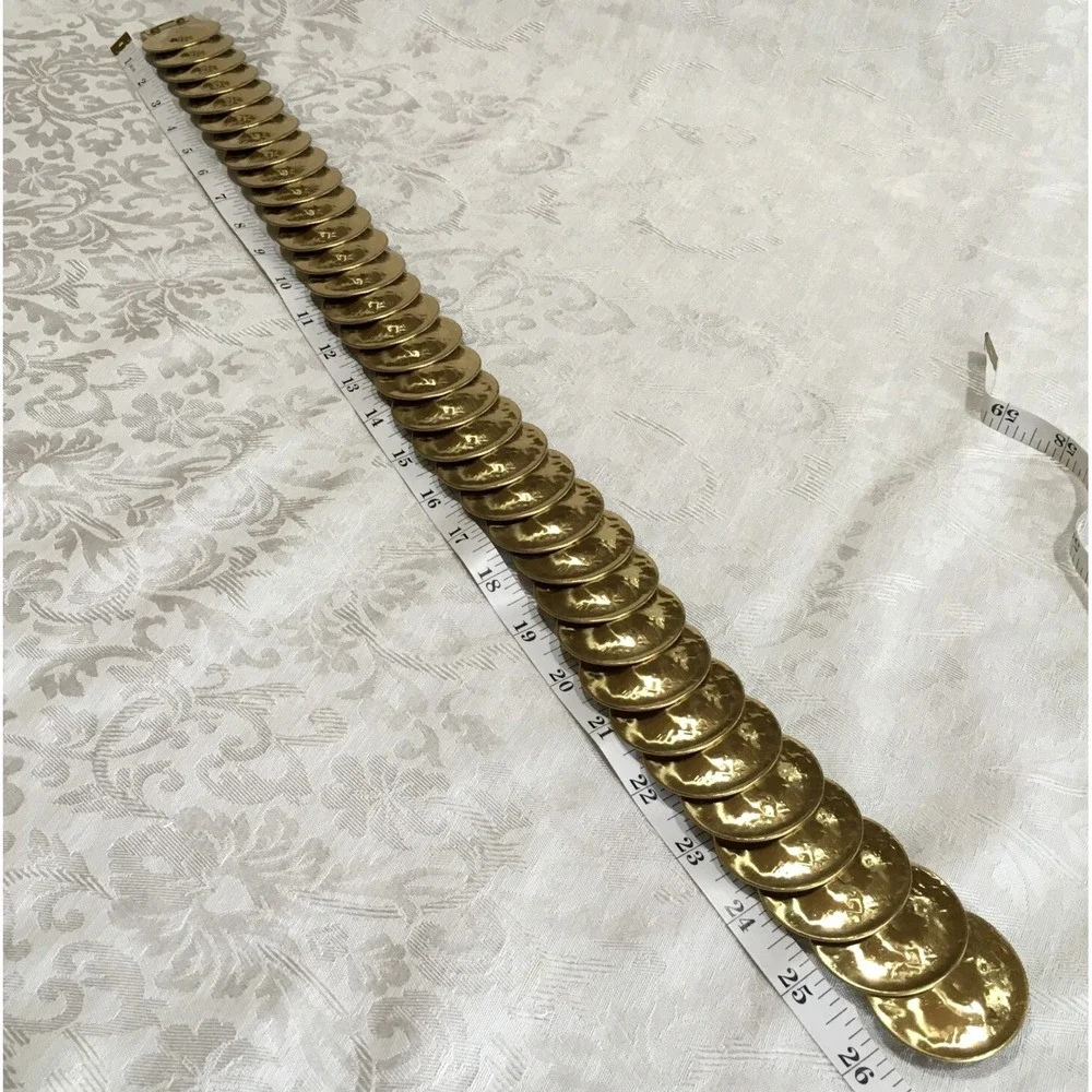 Vintage Gold Belt Stretch Scale Belt Hook Clasp Egyptian Revival Metal